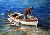 Fishing in a Shallow Water, oil, 26x29 (52x72cm)