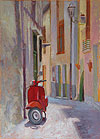 Red Vespa, oil 18x13 (45x30cm)