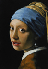 Copy of Vermeer's -Head of a Young Girl, oil, 7x5 (18x13 cm)